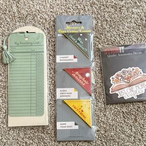 Reading List, car decal and Bookmark Set